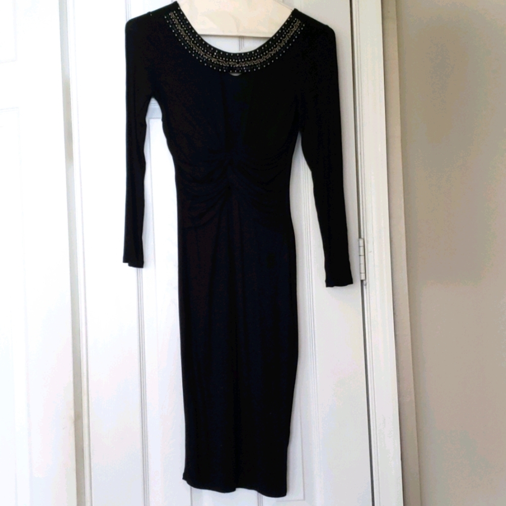 Black dress with beaded neckline